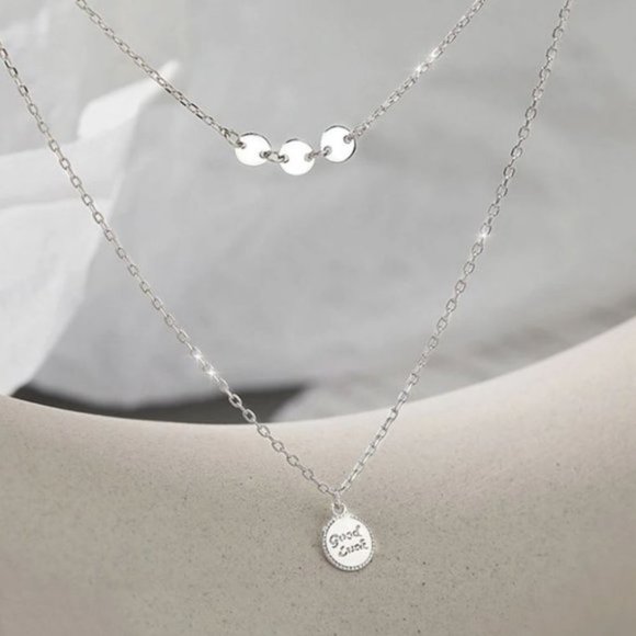 *925 Sterling Silver Coin Drop Layered Necklace B8 - Picture 12 of 13